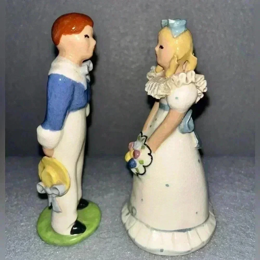 Vintage 1940’s SIGNED Ynez figurines ceramic “Edward & Eloise” decor Handpainted